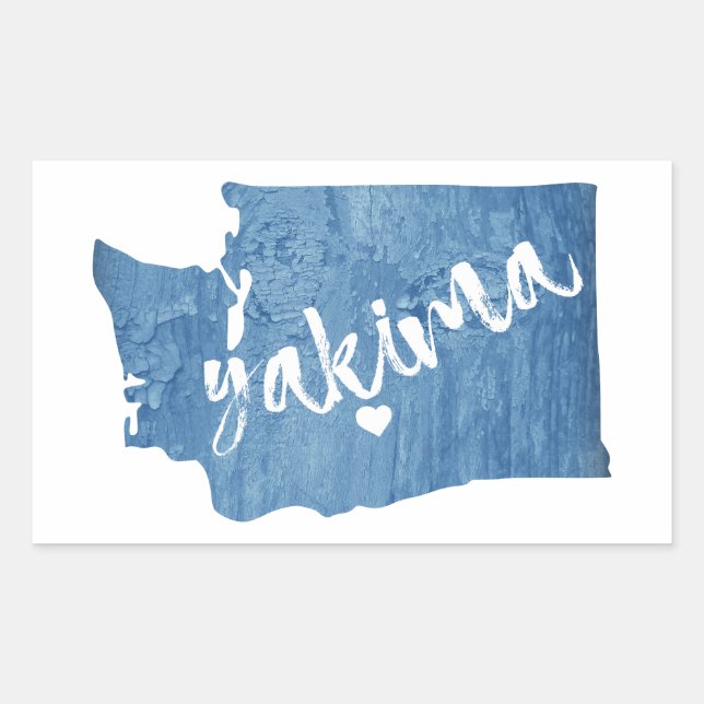Yakima Washington Wood Grain Rectangular Sticker (Front)