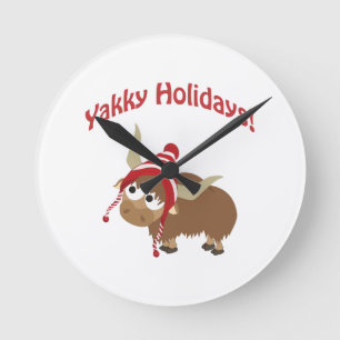 Yakky Holidays! Winter Yak Round Clock