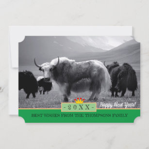 Yaks & Happy New Year! Card /Himalayas, Yak Tibet