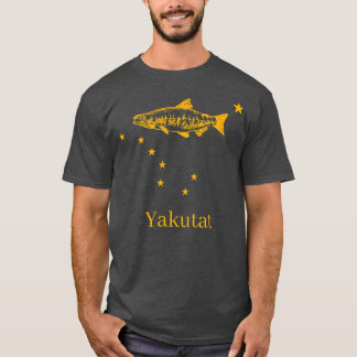 Yakutat Alaska State Flag Salmon Fishing T-Shirt