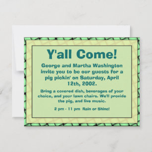 "Y'all Come" Informal Party Invitation