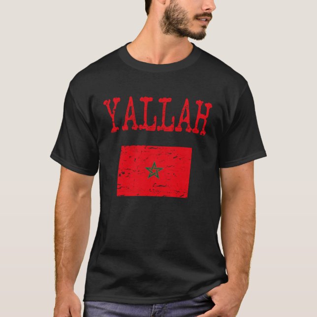 Yallah Arabic Moroccan flag T-Shirt (Front)