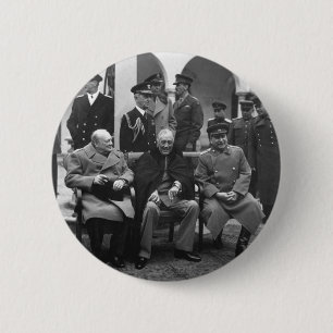 Yalta Conference Roosevelt Stalin Churchill 1945 6 Cm Round Badge