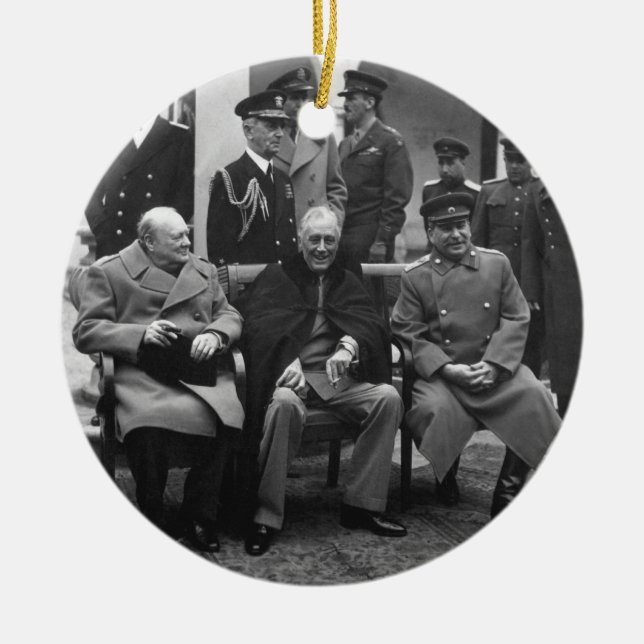 Yalta Conference Roosevelt Stalin Churchill 1945 Ceramic Ornament (Front)