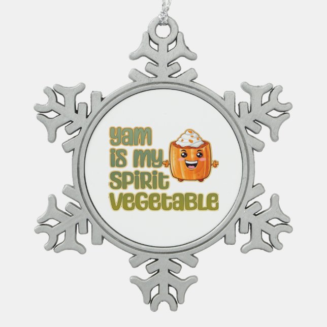Yam Is My Spirit Vegetable Classic Snowflake Pewter Christmas Ornament (Front)