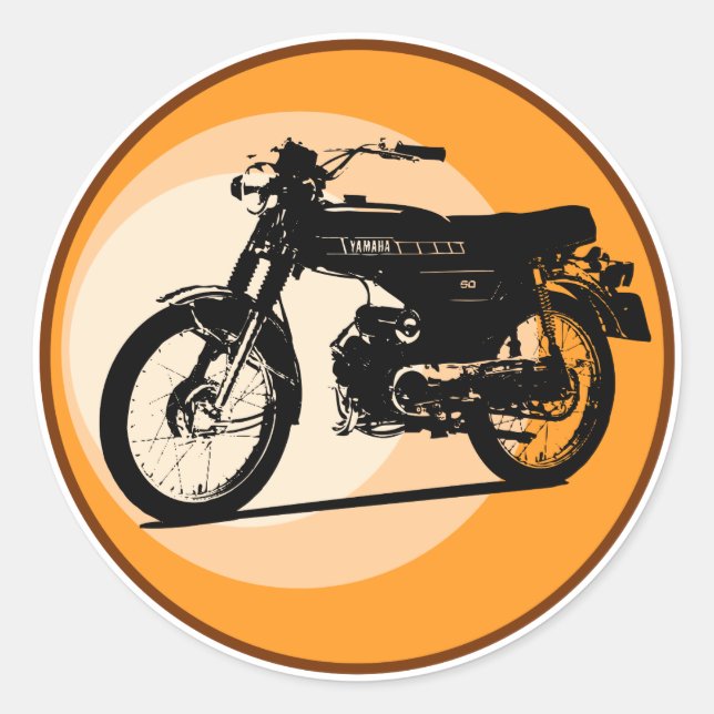 Yamaha FS1E 'FIZZY' Classic moped Round Sticker (Front)