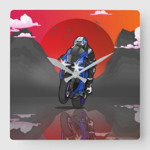 Yamaha R1 in the sunset Square Wall Clock