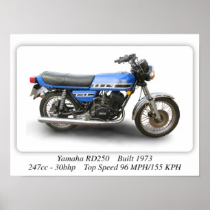Yamaha RD250 Motorcycle - A3 Size Print Poster
