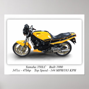 Yamaha RD350 LC Motorcycle - A3 Size Print Poster
