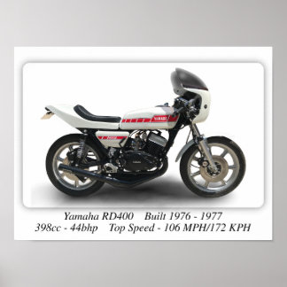 Yamaha RD400 Motorcycle - A3 Size Print Poster