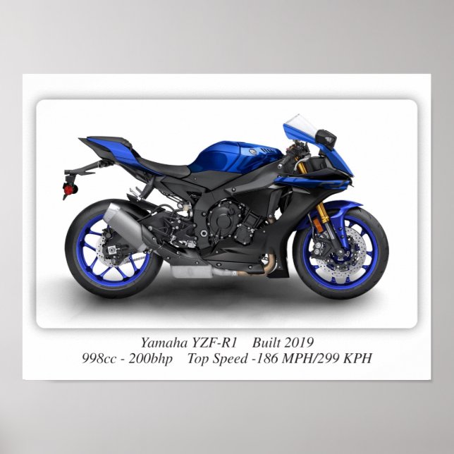 Yamaha YZF-R1 2019 Motorcycle - A3 Poster (Front)