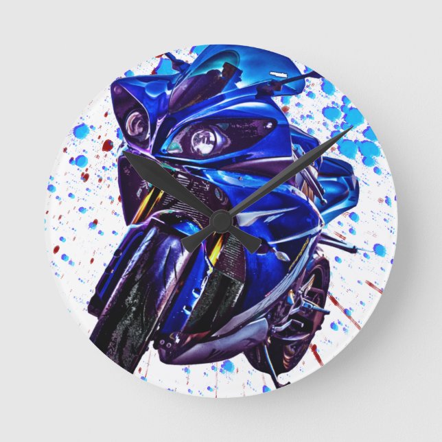 Yamaha YZF R1 Art Print Round Clock (Front)