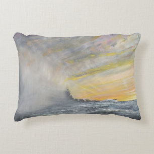 Yamato Emerges from Pacific Typhoon 1944 2010 Decorative Cushion