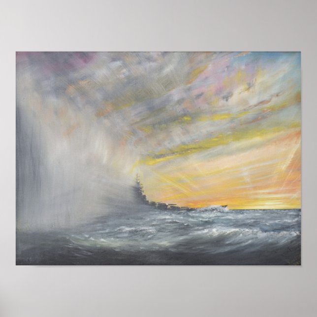 Yamato Emerges from Pacific Typhoon 1944 2010 Poster (Front)