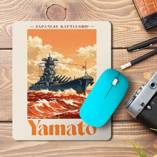Yamato Japanese Battleship Vintage Maritime Poster Mouse Pad