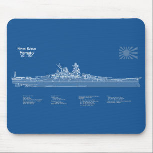 Yamato - Ship Blueprint Plans ABD Mouse Pad
