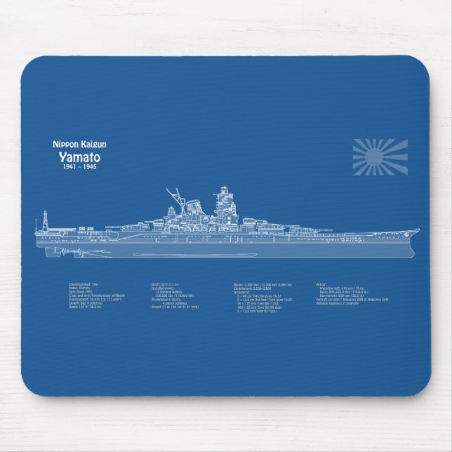 Yamato - Ship Blueprint Plans ABD Mouse Pad (Front)