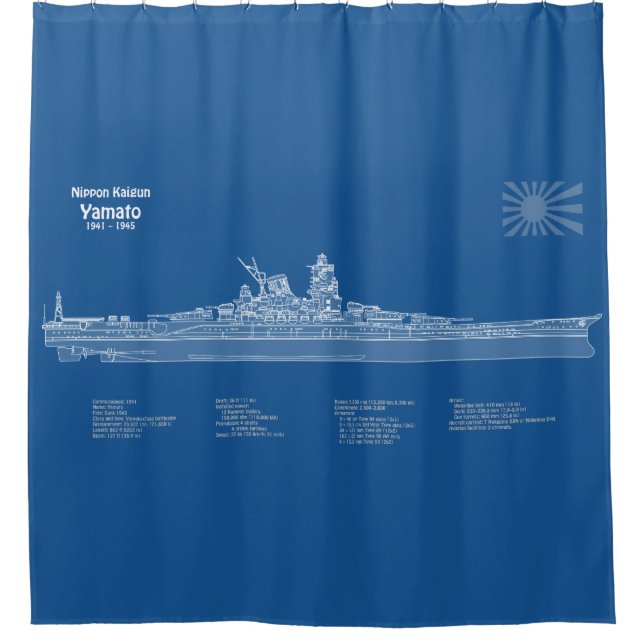 Yamato - Ship Blueprint Plans ABD Shower Curtain (Front)