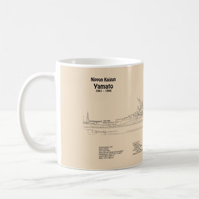 Yamato - Ship Blueprint Plans SD Coffee Mug (Left)