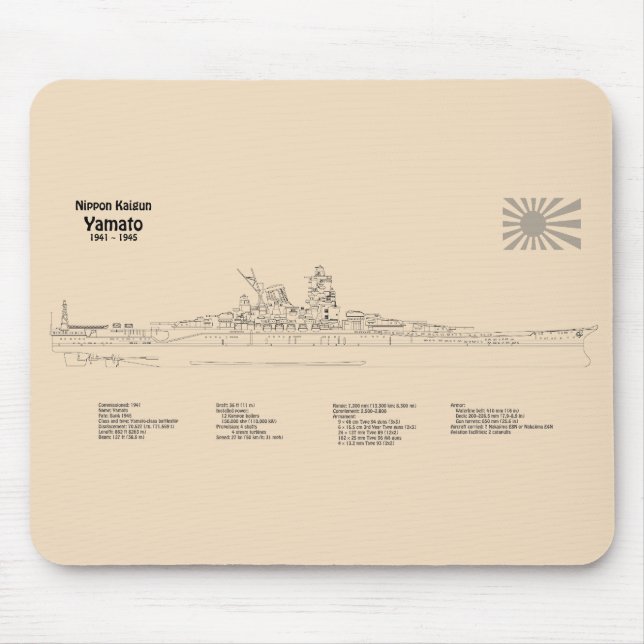 Yamato - Ship Blueprint Plans SD Mouse Pad (Front)