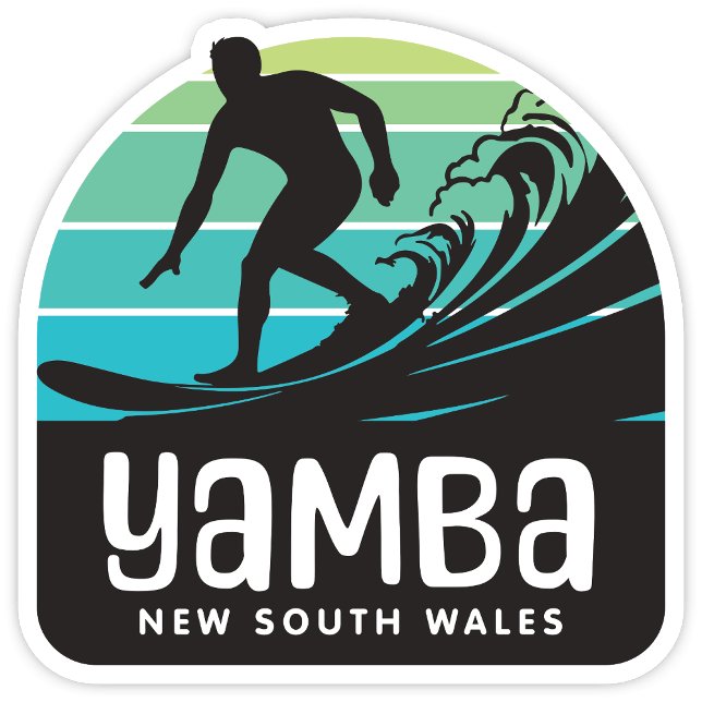 Yamba, NSW Australia Sticker (Yamba New South Wales Australia retro arch surf sticker)