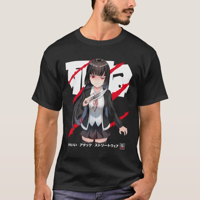 Yandere Kawaii Japanese Anime T-Shirt (Front)