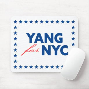 Yang for NYC New York City Mayor Stars Frame White Mouse Pad