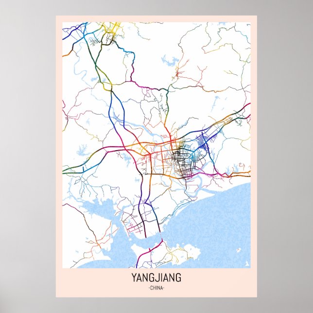 Yangjiang China City Map Poster (Front)