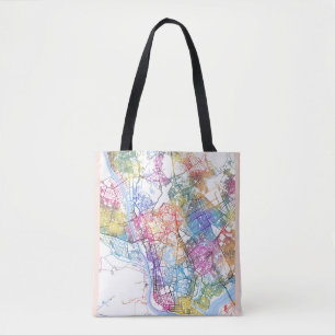 Yangon Myanmar City Map Tote Bag