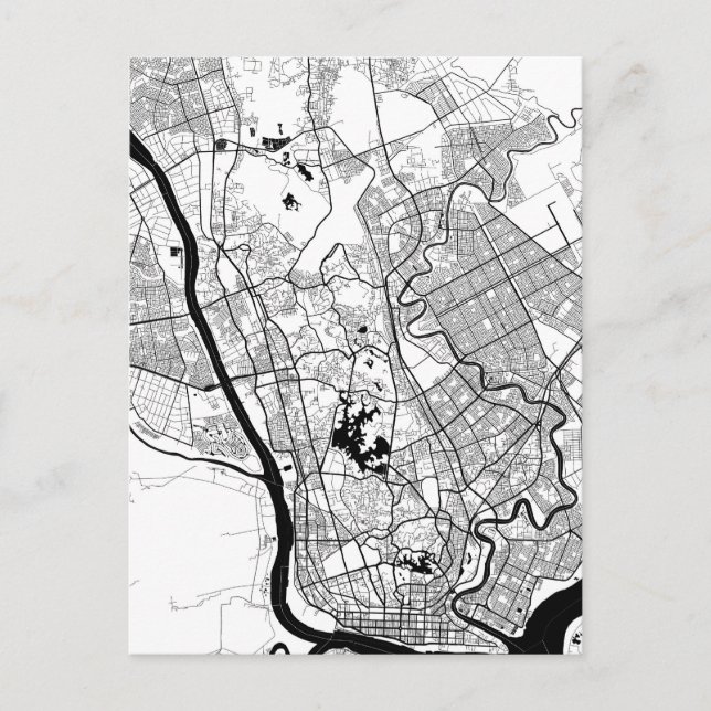 Yangon Myanmar Map Postcard (Front)