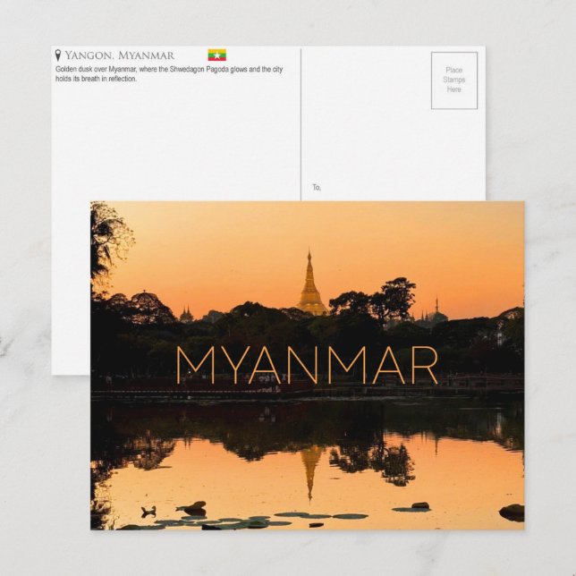 Yangon, Myanmar Travel Postcard (Front/Back)