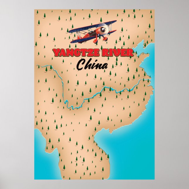 Yangtze river China map poster (Front)
