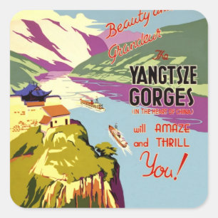 Yangtze River Chinese Travel Poster 1930 Square Sticker