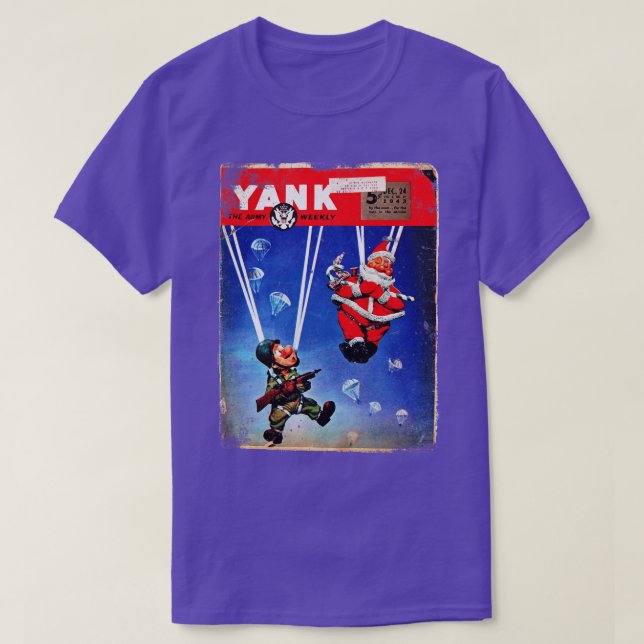 Yank Magazine 1943 WWII Paratroops Santa Claus T-Shirt (Design Front)