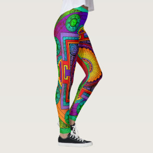 yantra the great wheel green violet leggings