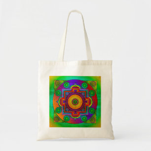 YANTRA - the great wheel - green violet Tote Bag