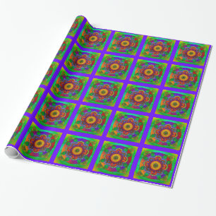 YANTRA - the great wheel - green violet Wrapping Paper