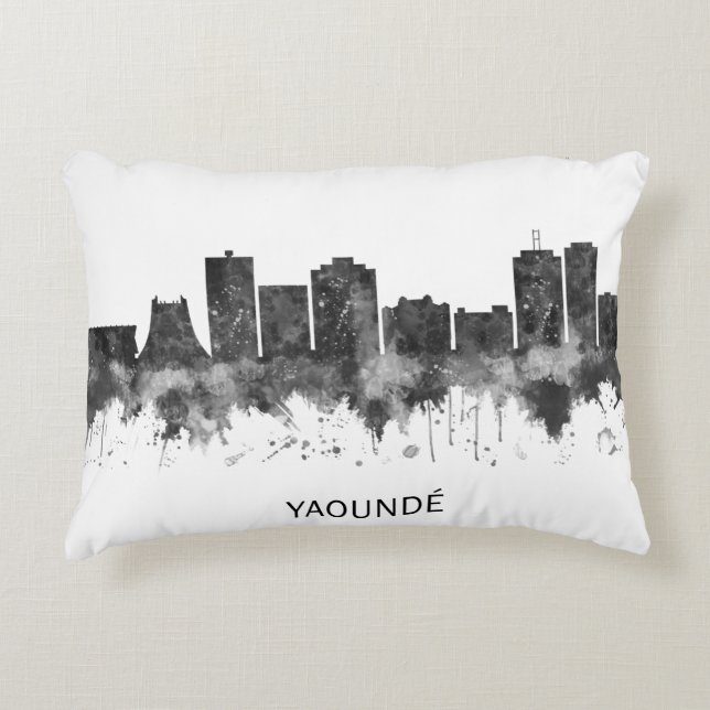 Yaounde Cameroon Skyline BW Decorative Cushion (Front)