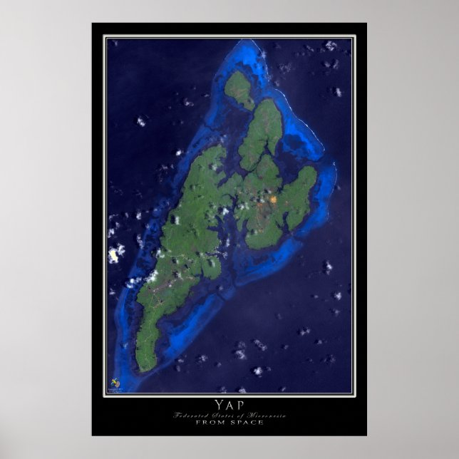 Yap Micronesia From Space Satellite Art Poster (Front)