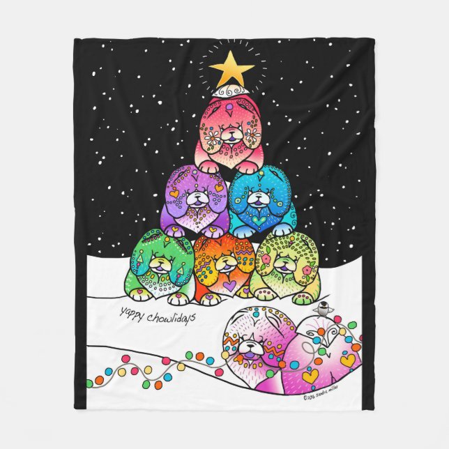 YAPPY CHOWLIDAYS Chow Fleece blanket 3 sizes (Front)