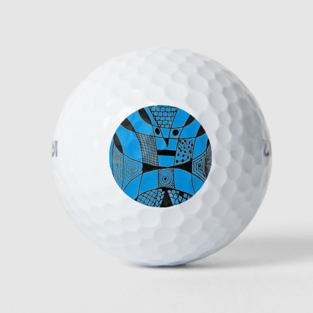 "Yappy Dog Blue" Abstract Wilson Golf Balls (Front)