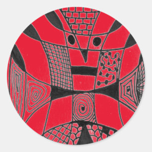 "Yappy Dog On Red" Abstract Design Sticker