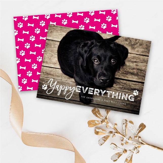 Yappy Everything Paws Dog Lover Cute Photo Pet Holiday Card (Creator Uploaded)