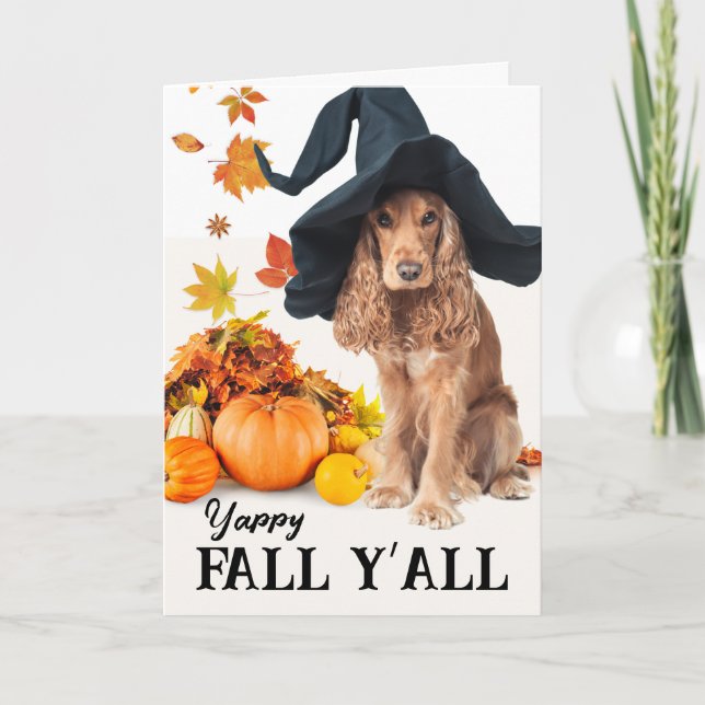 Yappy Fall Y’all Halloween Cocker Spaniel  Card (Front)
