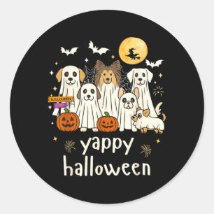Yappy Halloween Funny Dog Ghosts Halloween 1 Classic Round Sticker