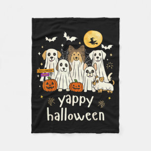 Yappy Halloween Funny Dog Ghosts Halloween Fleece Blanket
