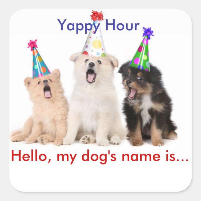 Yappy Hour Name Tag Stickers (Front)