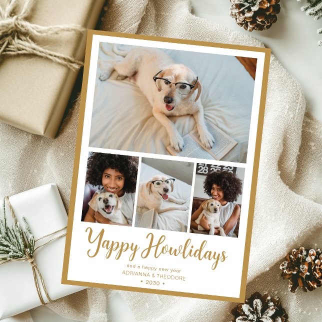 Yappy Howlidays 4 Photo Holiday Card (Creator Uploaded)