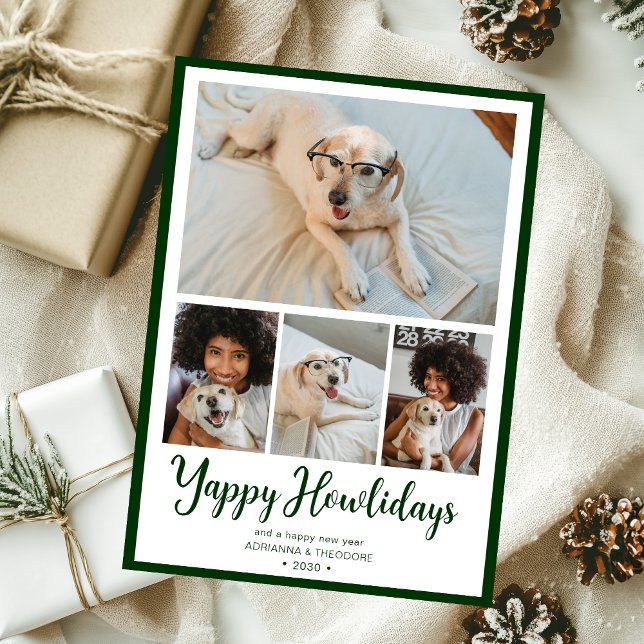 Yappy Howlidays 4 Photo Holiday Card (Creator Uploaded)