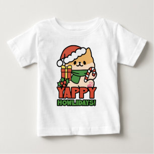Yappy Howlidays - Cute Christmas Dog Cartoon Baby T-Shirt